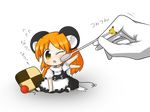  :3 animal_ears bad_id bad_pixiv_id cameo checkerboard_cookie chestnut_mouth chibi cookie flailing flying_sweatdrops food gen_1_pokemon highres kemonomimi_mode kirisame_marisa long_hair minigirl mouse_ears mouse_marisa mouse_tail one_eye_closed open_mouth orange_hair pikachu pokemon pokemon_(creature) poking ribbon sitting tail touhou transparent_background white_ribbon yuasan |_| 