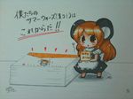  animal_ears bad_id bad_pixiv_id chibi highres kemonomimi_mode kirisame_marisa long_hair mouse_ears mouse_marisa mouse_tail orange_hair ribbon short_sleeves solo tail tail_ribbon touhou traditional_media white_ribbon yuasan 