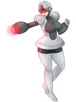  aiming arm_cannon black_hair cannon drawfag full_body gen_3_pokemon glowing grey_hair grey_legwear multicolored_hair outstretched_arm personification pokemon registeel rockman solo transparent_background two-tone_hair weapon 
