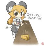  animal_ears ascii_art bad_id bad_pixiv_id bar black_dress bow cheese chibi cocktail_glass cup dress drinking_glass food kemonomimi_mode kirisame_marisa long_hair mouse_ears mouse_marisa mouse_tail orange_hair ribbon sharing_food simple_background sitting solo tail tail_ribbon touhou translated white_background white_bow white_ribbon yuasan 