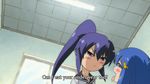  2girls animated animated_gif bandou_marimo blue_hair multiple_girls oshimoto_yuri ponytail purple_hair subtitled teekyuu 