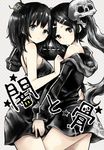  2girls bare_shoulders black_eyes black_hair blue_eyes creature dress honest_(morina) hood hoodie long_hair morina_nao multiple_girls original short_hair skull twintails undressing yami_shoujo yuri 