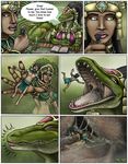  2011 anthro breasts clothed clothing comic dialogue dragon english_text female group hair human lizard male mammal markie reptile scalie size_difference speech_bubble text vore 