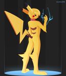  anthro brown_eyes fur lightning lightning_bolt male mammal mouse nintendo nude pikachu pok&eacute;mon rodent video_games warden006 