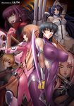  6+girls 6girls bodysuit breasts huge_breasts large_breasts lilith-soft multiple_girls skin_tight taimanin_asagi 