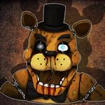  animatronic bear blue_eyes bow_tie five_nights_at_freddy&#039;s foxyofthepiratecove freddy_(fnaf) glowing glowing_eyes golden_freddy_(fnaf) hat machine mammal mechanical oil robot top_hat video_games 