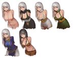  alternate_costume ashe_(league_of_legends) bad_id bad_pixiv_id black_hair blue_eyes breasts colored_pubic_hair hanging_breasts large_breasts league_of_legends long_hair looking_at_viewer midriff navel nipples nude pandea_work pubic_hair silver_hair silver_pubic_hair simple_background smile white_background 