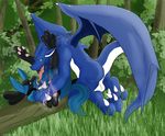  2003 anthro balls celestial detailed_background dragon duo firondraak forest interspecies low_res lucario male male/male membranous_wings nature nintendo outside penis pok&eacute;mon pok&eacute;morph scalie sex tongue tree video_games wings wood 