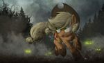  2015 applejack_(mlp) cowboy_hat cutie_mark dirt equine female forest friendship_is_magic glowing glowing_eyes hat horse mammal mud my_little_pony ncmares pony ponytail timberwolf timberwolves tree 