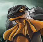  2013 abstract_background commissar-k frilled_lizard lizard male portrait reptile scalie solo yellow_eyes 