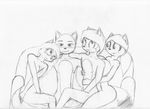  breasts canine chaytel_solverre embrace eyewear female fox freckles glasses group leaning male mammal norithics norithics_&quot;nori&quot;_kusemurai nude plain_background ponytail raccoon ringtail rose_(chaytel) sitting sofa sunni_smiles white_background 