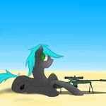  blue_hair cutie_mark desert dragonsponies equine fan_character green_eyes gun hair hooves horse mammal my_little_pony pony ranged_weapon rifle scope sniper sniper_rifle solo weapon 