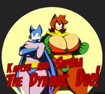  2015 anthro avian batman batman_(series) big_breasts bird breasts canine cleavage clothed clothing cosplay duo english_text fan_character female fox hedgehog huge_breasts mammal robin_(character) sonic_(series) supersonicrulaa text 