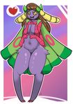  &lt;3 abstract_background anthro anthrofied arnachy blush breasts brown_hair compound_eyes dustox female hair long_hair multi_limb multiple_arms navel nintendo nude pok&eacute;mon pussy solo video_games wide_hips wings 