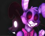  animatronic bonnie_(fnaf) bow_tie duo five_nights_at_freddy&#039;s glowing glowing_eyes lagomorph machine male mammal mechanical rabbit red_eyes robot shadow_bonnie_(fnaf) toy-bonnie video_games 