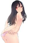  absurdres ass black_hair highres long_hair meto31 no_bra original panties pink_panties red_eyes simple_background solo topless underwear underwear_only white_background 