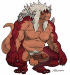  balls biceps buddyfight chubby dragon drum&#039;s_father erection horn humanoid_penis looking_at_viewer male musclegut muscles nude penis pubes rossciaco scalie solo sweat 
