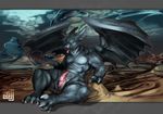  anthro anthrofied anus claws dragon forked_tongue green_eyes how_to_train_your_dragon male muscles night_fury nude penis sitting solo somniferous tongue tongue_out toothless wings 