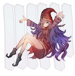  arms_up full_body green_eyes hat league_of_legends long_hair looking_at_viewer lulu_(league_of_legends) meto31 purple_hair smile solo very_long_hair 