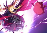  blazblue blonde_hair cape closed_eyes gii gothic_lolita hair_ribbon lolita_fashion outstretched_arms rachel_alucard ribbon shingo_(missing_link) spread_arms twintails 