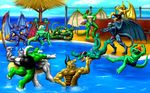  beach clothing dragon drake invalid_tag jokes male muscles pool seaside shorts speedo swimsuit symbolhero 