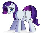  2015 anus blue_eyes butt cutie_mark disastral equine female feral friendship_is_magic hair horn looking_at_viewer looking_back mammal my_little_pony plain_background purple_hair pussy rarity_(mlp) smile solo unicorn white_background 