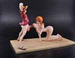  barefoot breasts butt_crack cum figure monkey_d_luffy nami nami_(one_piece) nipples nude one_piece orange_hair penis uncensored 