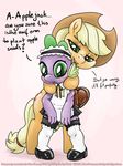  applejack_(mlp) cub ear_biting flaccid friendship_is_magic futadom hyper maid maid_uniform my_little_pony nipples penis size_difference small_penis smudge_proof spike uncut young 