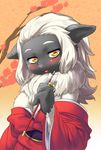  furry happy_new_year japanese_clothes japanese_clothing long_hair new_year nme sheep white_hair 