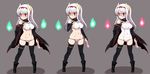  animal_ears bad_id bad_twitter_id black_legwear blush boots breasts bridal_gauntlets covered_navel covered_nipples full_body glasses heidimarie_w_schnaufer hitodama horns large_breasts long_hair multiple_views null_(nyanpyoun) ofuda one-piece_swimsuit panties pointy_ears red_eyes ribbon-trimmed_thighhighs school_swimsuit simple_background strike_witches swimsuit thighhighs underwear variations white_hair white_panties white_school_swimsuit white_swimsuit world_witches_series 
