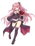  :d bare_shoulders black_dress blood boots bow breasts detached_sleeves dress highres krul_tepes long_hair looking_at_viewer open_mouth owari_no_seraph panties pantyshot pantyshot_(standing) pink_hair pointy_ears red_eyes ribbon ryo simple_background small_breasts smile solo standing thigh_boots thighhighs two_side_up underwear vampire very_long_hair white_background white_panties 