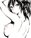  armpits bad_id bad_pixiv_id breasts large_breasts nipples original puckered_lips simple_background solo uekan white_background 