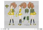  backpack bag brown_hair cellphone character_name character_sheet explosive food fruit girl_a_(i_can_friday_by_day!) grenade i_can_friday_by_day! japan_animator_expo keychain multiple_views official_art phone pineapple ponytail school_uniform shoes smartphone sneakers star take_(illustrator) turnaround yellow_eyes 