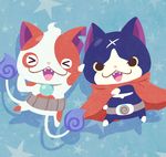 blue_fire buchinyan cape cat chuno fangs fire fuyunyan multiple_tails no_humans notched_ear open_mouth red_cape scar star tail tail-tip_fire two_tails youkai youkai_watch youkai_watch_2 