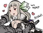  bangs blunt_bangs bravely_default:_flying_fairy bravely_default_(series) bravely_second:_end_layer breast_squeeze breasts butcha-u cleavage_cutout clothed_sex cum dress flower hair_flower hair_ornament heart hetero large_breasts long_hair magnolia_arch paizuri red_eyes silver_hair solo_focus uncensored 