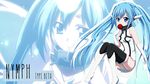  a animated animated_gif apple blue_eyes blue_hair boots collar food fruit gloves lowres mouth_hold nymph_(sora_no_otoshimono) robot_ears skin_tight small_breasts smile sora_no_otoshimono thighhighs twintails very_long_hair wings 