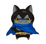  belt blue_cape blush_stickers cape cat darknyan fangs flat_color full_body looking_at_viewer no_humans official_art simple_background solo white_background youkai youkai_watch 