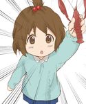  brown_eyes brown_hair crayfish hirasawa_yui k-on! kindergarten school_uniform shizupu short_hair topknot younger 