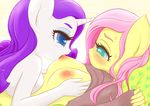  2014 anthro anthrofied breasts clothing duo equine female female/female fluttershy_(mlp) friendship_is_magic hair horn mammal mesperal my_little_pony pink_hair purple_hair rarity_(mlp) unicorn 