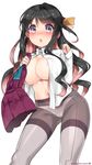  :o areolae black_hair blush breasts commentary_request contrapposto covered_nipples cowboy_shot dated dress_shirt grey_legwear hair_ribbon highres holding holding_clothes image_sample kantai_collection kuro_chairo_no_neko large_breasts long_hair long_sleeves multicolored_hair naganami_(kantai_collection) navel no_bra open_clothes open_mouth open_shirt panties panties_under_pantyhose pantyhose partially_undressed paw_print pink_hair purple_eyes ribbon shirt silver_legwear simple_background solo standing thighband_pantyhose twitter_sample twitter_username two-tone_hair underwear v-shaped_eyebrows white_background white_panties yellow_ribbon 