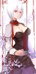  bad_id bad_pixiv_id black_dress breasts choker cleavage dress large_breasts parted_lips pixiv_fantasia pixiv_fantasia_t red_eyes ribbon short_hair silver_hair solo xiaoshou_xiansheng 
