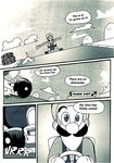  comic driving english facial_hair gloves go_kart hat luigi male_focus mario_(series) mario_kart monochrome mustache overalls setz solo super_mario_bros. |_| 