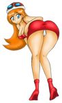  ass blue_eyes mona mona_(warioware) nintendo orange_hair pants warioware 