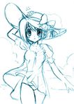  blue blush dress folded_ponytail groin hat hat_ribbon komaki_manaka monochrome ocean panties pantyshot ribbon sankaku_umako sketch solo sun_hat sundress to_heart_2 underwear 