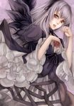  bad_id bad_pixiv_id dress flower frills hairband katsu_ryouji long_hair purple_eyes rose rozen_maiden silver_hair solo suigintou wings 