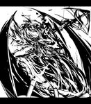  greyscale hanuu monochrome remilia_scarlet solo spear_the_gungnir touhou wings 