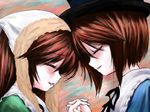  bad_id bad_pixiv_id brown_hair hat holding_hands iseki_(kuroshura_no_tabiji) multiple_girls rozen_maiden short_hair siblings sisters souseiseki suiseiseki tears twins 