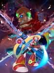  arm_cannon bad_id bad_pixiv_id blue_eyes energy_sword epic glowing glowing_eyes multiple_boys oomii_(f.style) rockman rockman_x sigma sword weapon x_(rockman) zero_(rockman) 