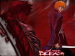  bandaid bankai bleach blood ichimaru_gin japanese_clothes kuchiki_byakuya kurosaki_ichigo kurotsuchi_mayuri looking_back male_focus multiple_boys shinigami sword tensa_zangetsu weapon zangetsu zaraki_kenpachi 