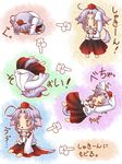  ahoge animal_ears chibi hat inubashiri_momiji kisaragi_you long_sleeves partially_translated rolling short_hair silver_hair sleeves_past_wrists tail tokin_hat touhou translation_request wolf_ears wolf_tail 